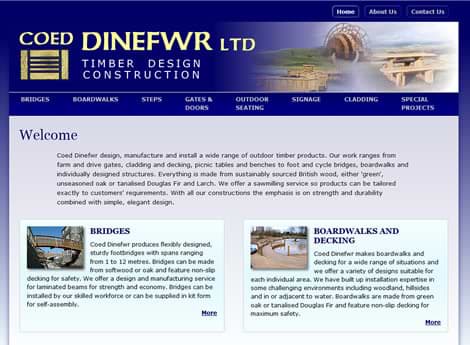Coed Dinefwr website screenshot
