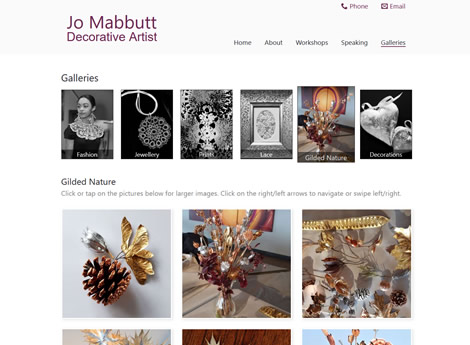 Joanne Mabbutt website screenshot